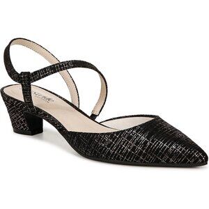 LifeStride Womens Gunmetal Polyurethane Pointed Closed Toe Minimalist Pump